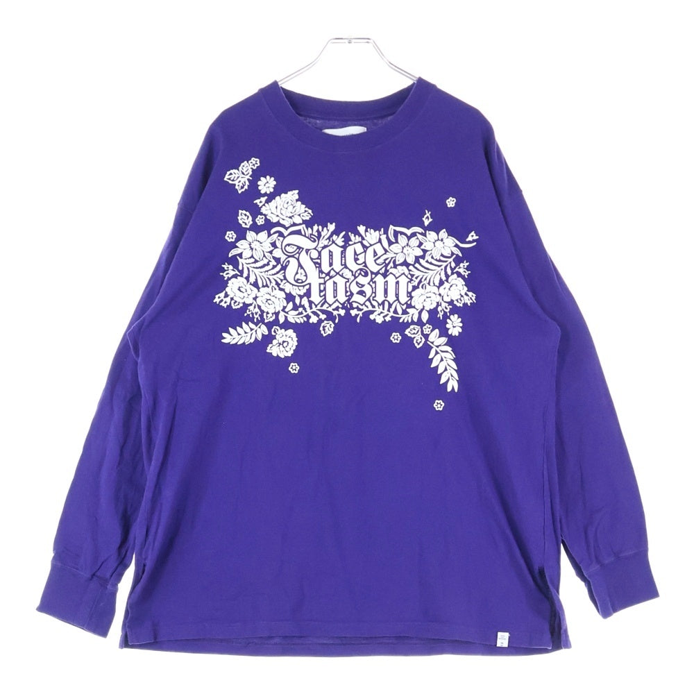 FACETASM(ファセッタズム) MKS-TEE-U04 フロントロゴプリント 長袖Tシャツ クルーネック ロングスリーブTシャツ パープル レディース