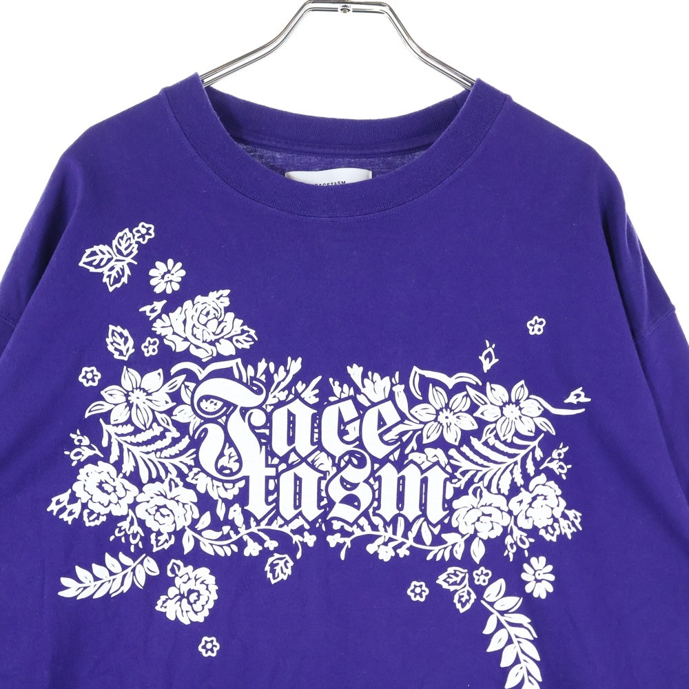FACETASM(ファセッタズム) MKS-TEE-U04 フロントロゴプリント 長袖Tシャツ クルーネック ロングスリーブTシャツ パープル レディース