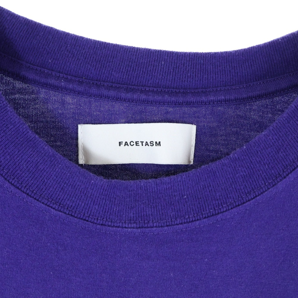 FACETASM(ファセッタズム) MKS-TEE-U04 フロントロゴプリント 長袖Tシャツ クルーネック ロングスリーブTシャツ パープル レディース