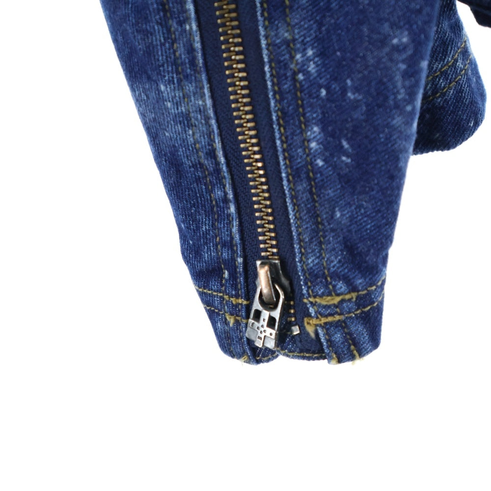 FACETASM(ファセッタズム) 24AW KR-JK-M08 ハイブリーチ加工 デニム ダブル ライダース ジャケット インディゴ