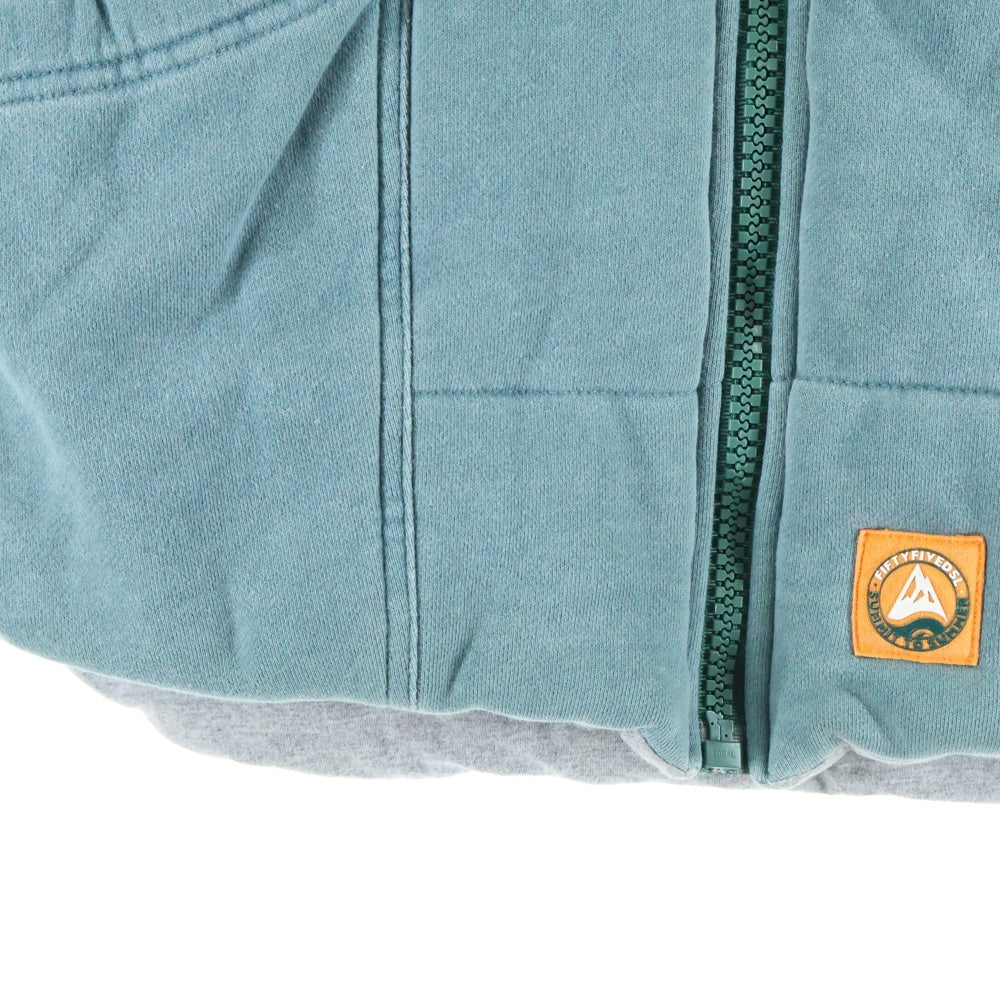 55DSL(フィフティファイブディーゼル) ジップアップ スウェットベスト ポリエステル グリーン/グレー