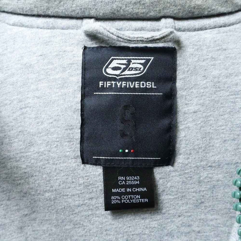 55DSL(フィフティファイブディーゼル) ジップアップ スウェットベスト ポリエステル グリーン/グレー