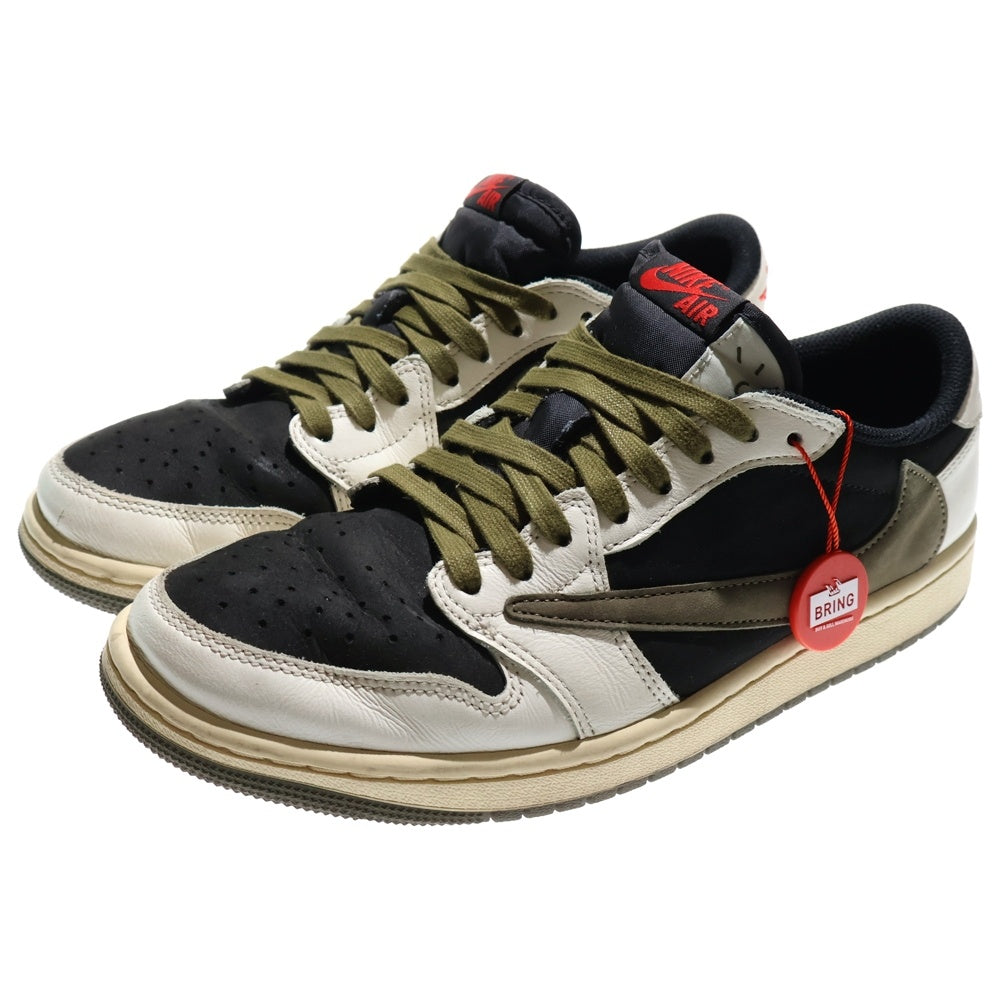 NIKE(ナイキ) ×TRAVIS SCOTT WMNS AIR JORDAN 1 LOW OG Medium Olive DZ4137-106 トラヴィススコット ウィメンズ エアジョーダン1 ローカットスニーカー US10/27.0cm レディース