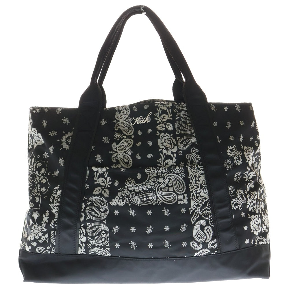 KITH(キス) 24AW KHM040166 ペイズリー柄 ナイロン トートバッグ ブラック