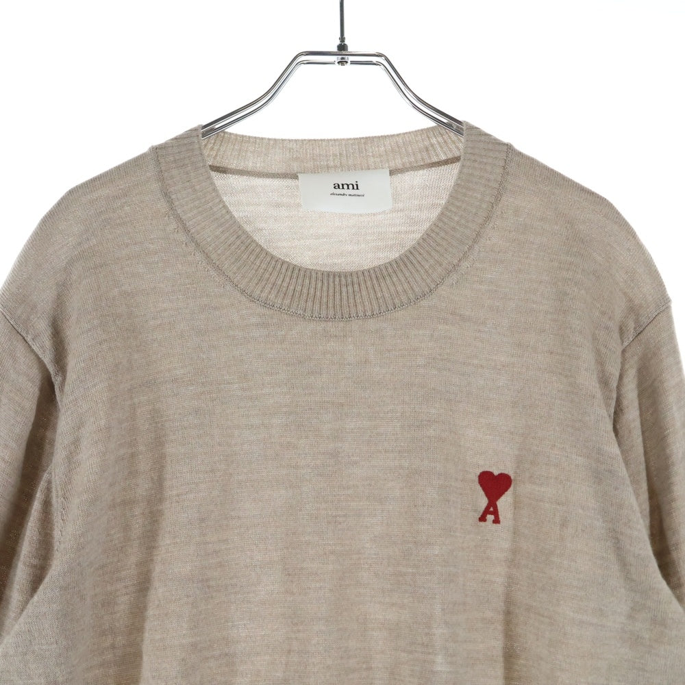 ami paris(アミパリス) ロゴ刺繍入り ウール セーター HKS111 KN0025 ベージュ