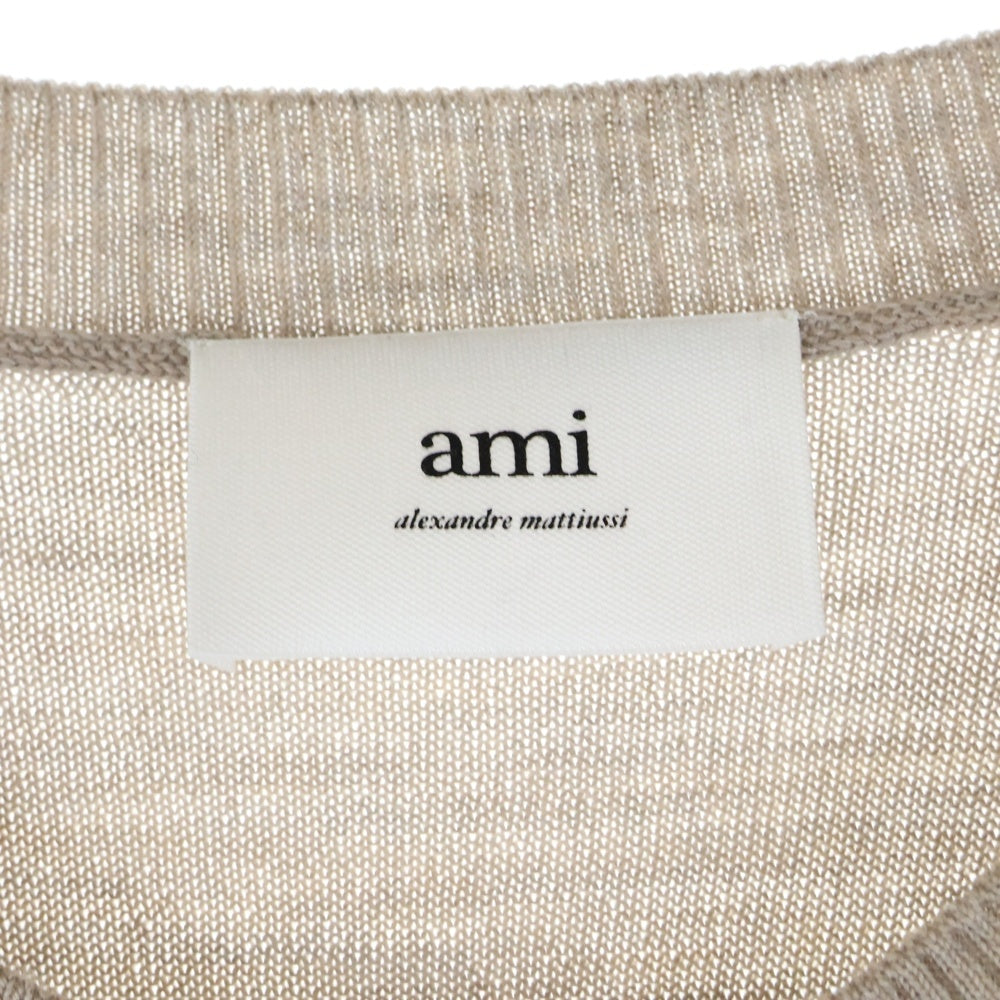 ami paris(アミパリス) ロゴ刺繍入り ウール セーター HKS111 KN0025 ベージュ
