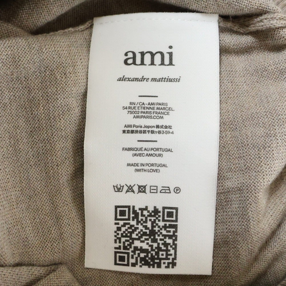 ami paris(アミパリス) ロゴ刺繍入り ウール セーター HKS111 KN0025 ベージュ