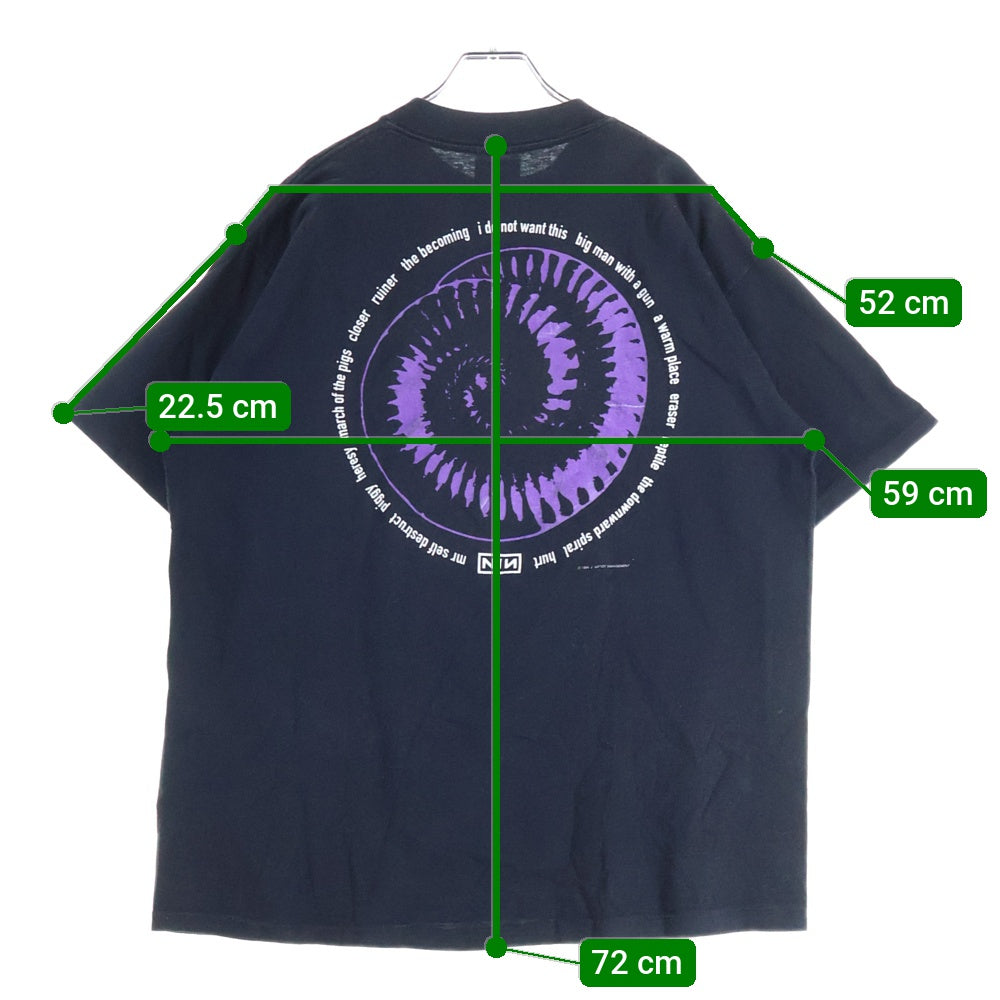 VINTAGE(ヴィンテージ) 90s NINE INCH NAILS TEE ナインインチネイルズ 刺繍ロゴ バックプリント クルーネック 半袖Tシャツ ブラック