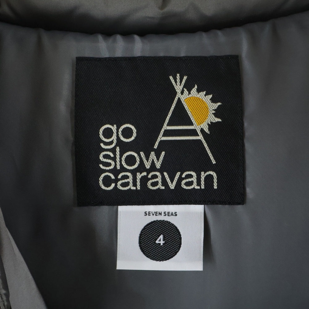 GO SLOW CARAVAN(ゴースローキャラバン) フロントロゴ刺繍 ナイロン ジップフライ ダウンベスト グレー