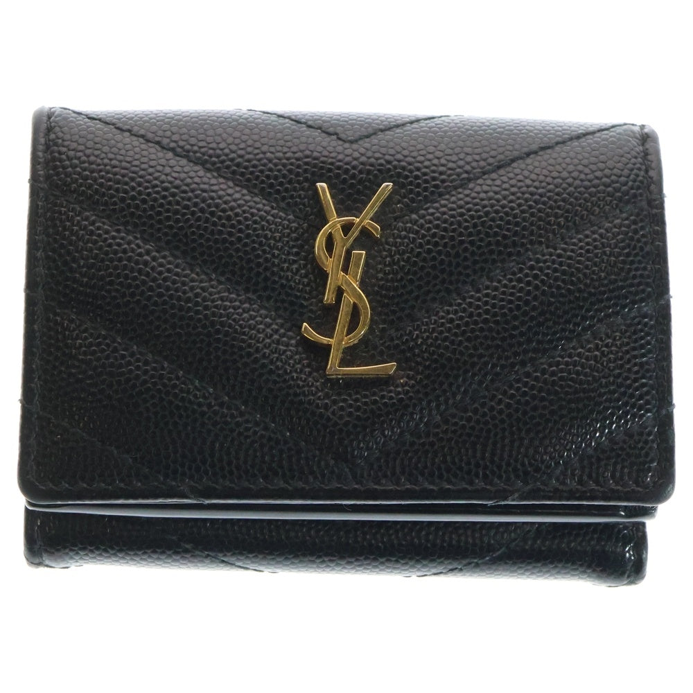 SAINT LAURENT PARIS(サンローランパリ) オリガミタイニーウォレット 三つ折り財布 47267 ブラック レディース