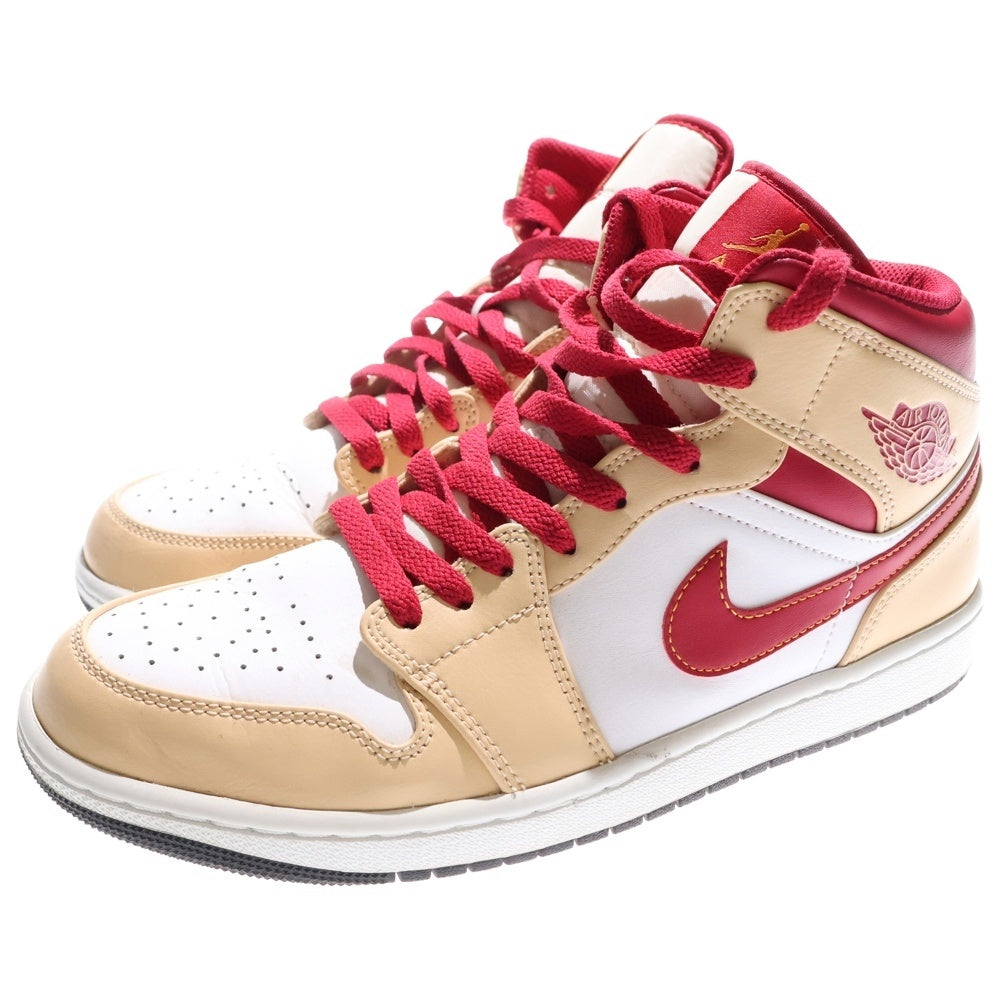 NIKE(ナイキ) AIR JORDAN 1 MID BEIGE CARDINAL RED 554724-201 エアジョーダン1 カーディナルレッド ミッドカットスニーカー ベージュ/レッド US10.5/28.5cm