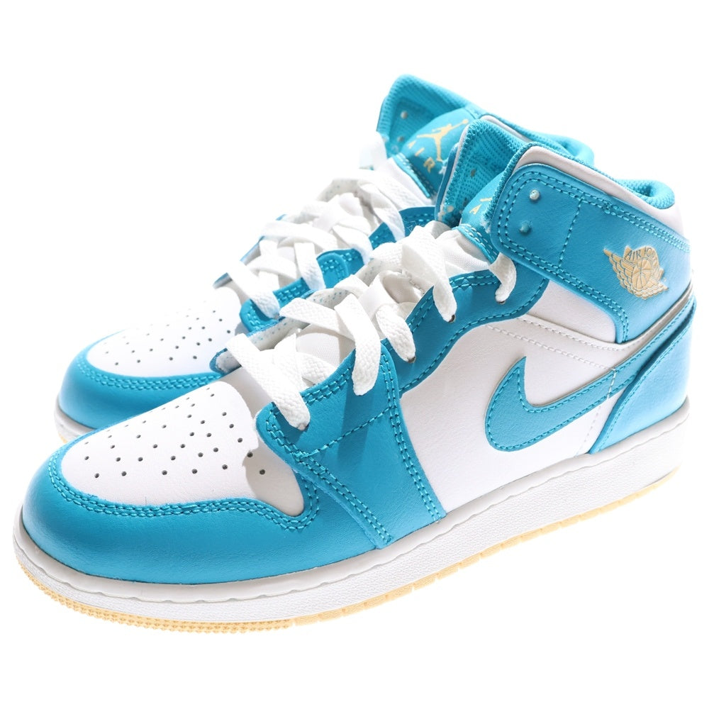 NIKE(ナイキ) GS AIR JORDAN 1 MID AQUA DQ8423-400 エアジョーダン1 アクア ミッドカットスニーカー ホワイト/ブルー US6Y/24.0cm レディース
