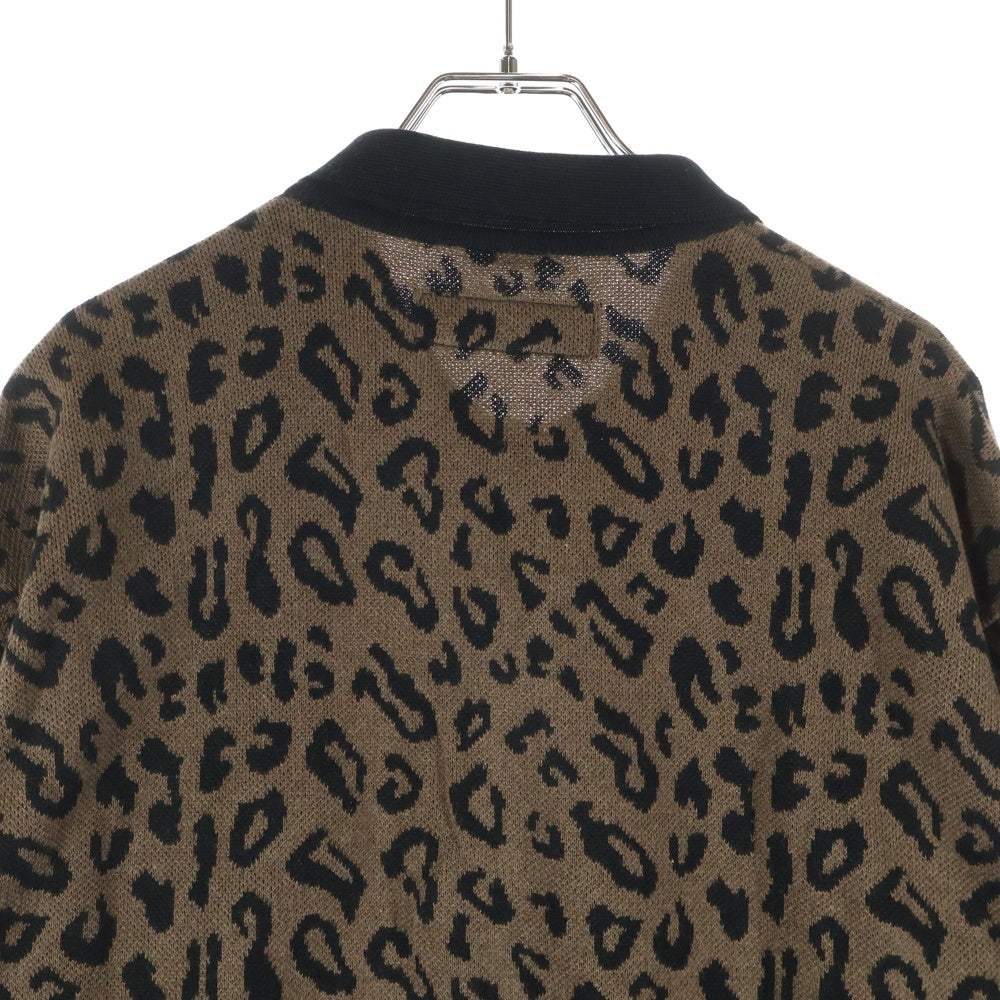 WACKO MARIA(ワコマリア) 24AW LEOPARD KNIT POLO SHIRT 24FW-WMK-KN13 レオパード ニット長袖ポロシャツ ブラウン