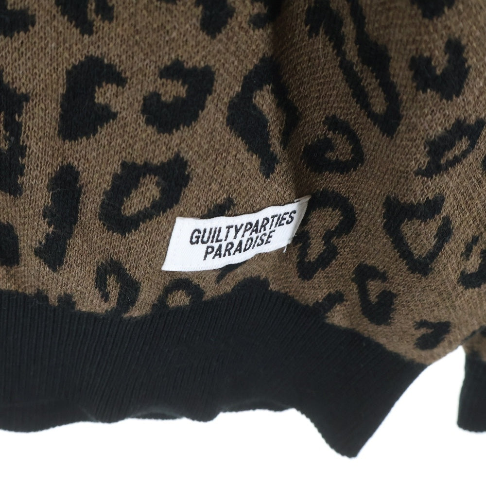 WACKO MARIA(ワコマリア) 24AW LEOPARD KNIT POLO SHIRT 24FW-WMK-KN13 レオパード ニット長袖ポロシャツ ブラウン