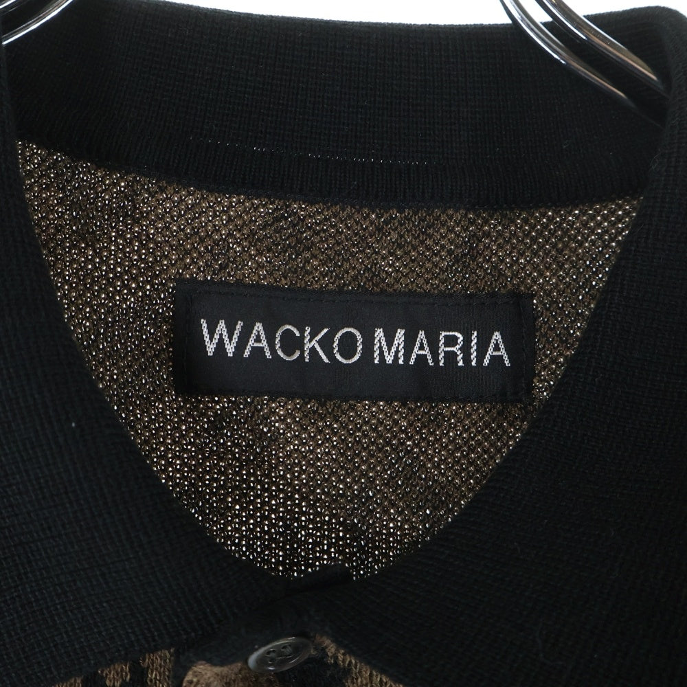 WACKO MARIA(ワコマリア) 24AW LEOPARD KNIT POLO SHIRT 24FW-WMK-KN13 レオパード ニット長袖ポロシャツ ブラウン