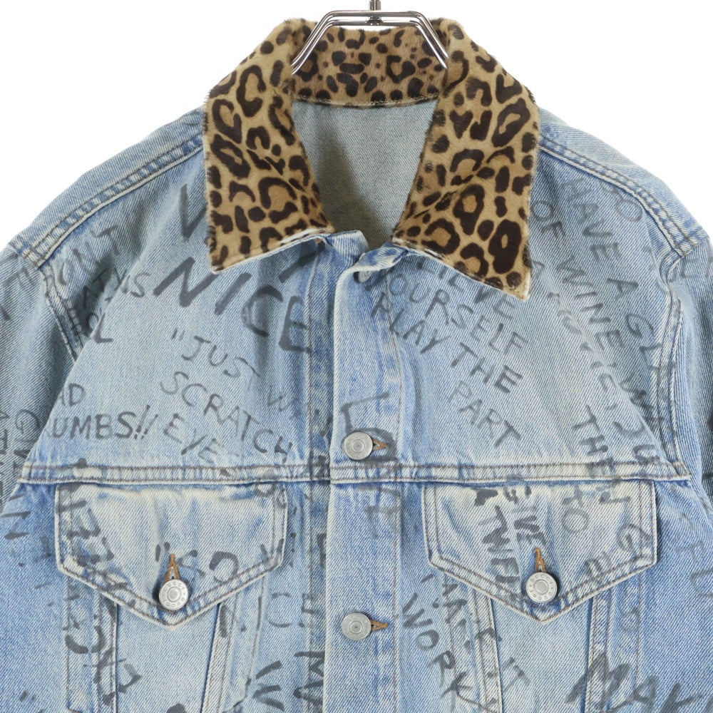 GUCCI(グッチ) 17SS レオパード切替デニムジャケット インディゴ 452413 XR359