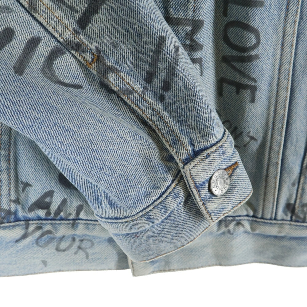 GUCCI(グッチ) 17SS レオパード切替デニムジャケット インディゴ 452413 XR359