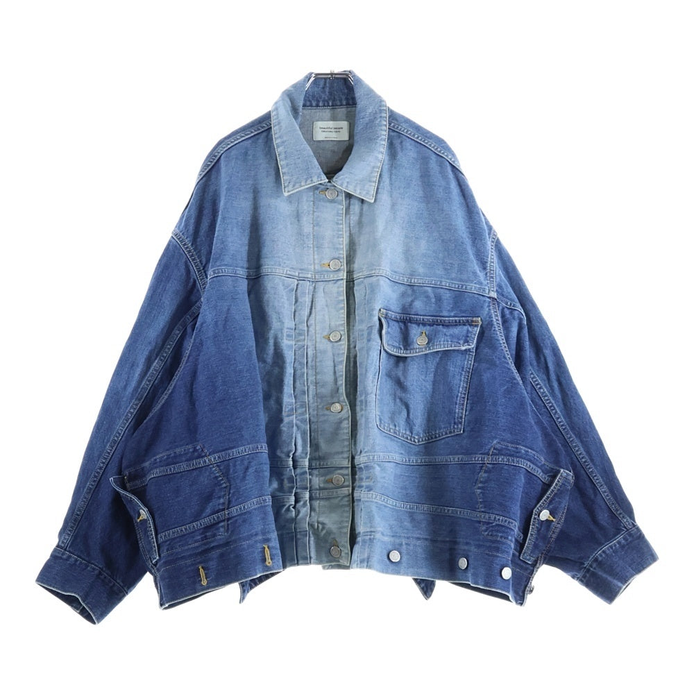 beautiful people(ビューティフルピープル) double-end selvedge bleach denim blouson ダブルエンド デニム ブルゾン ジャケット 1215102023 インディゴ