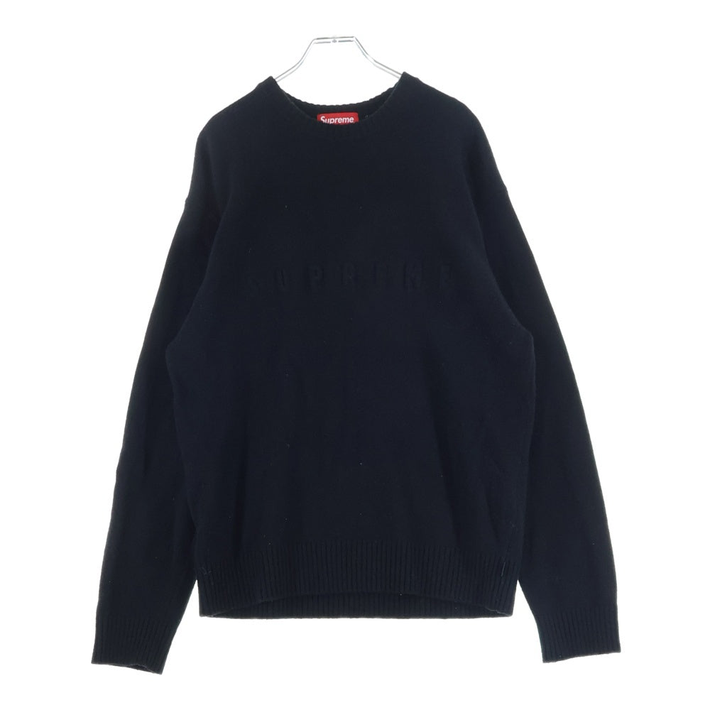 SUPREME(シュプリーム) 22AW Embossed Sweater エンボスロゴ クルーネック長袖ニットセーター ブラック