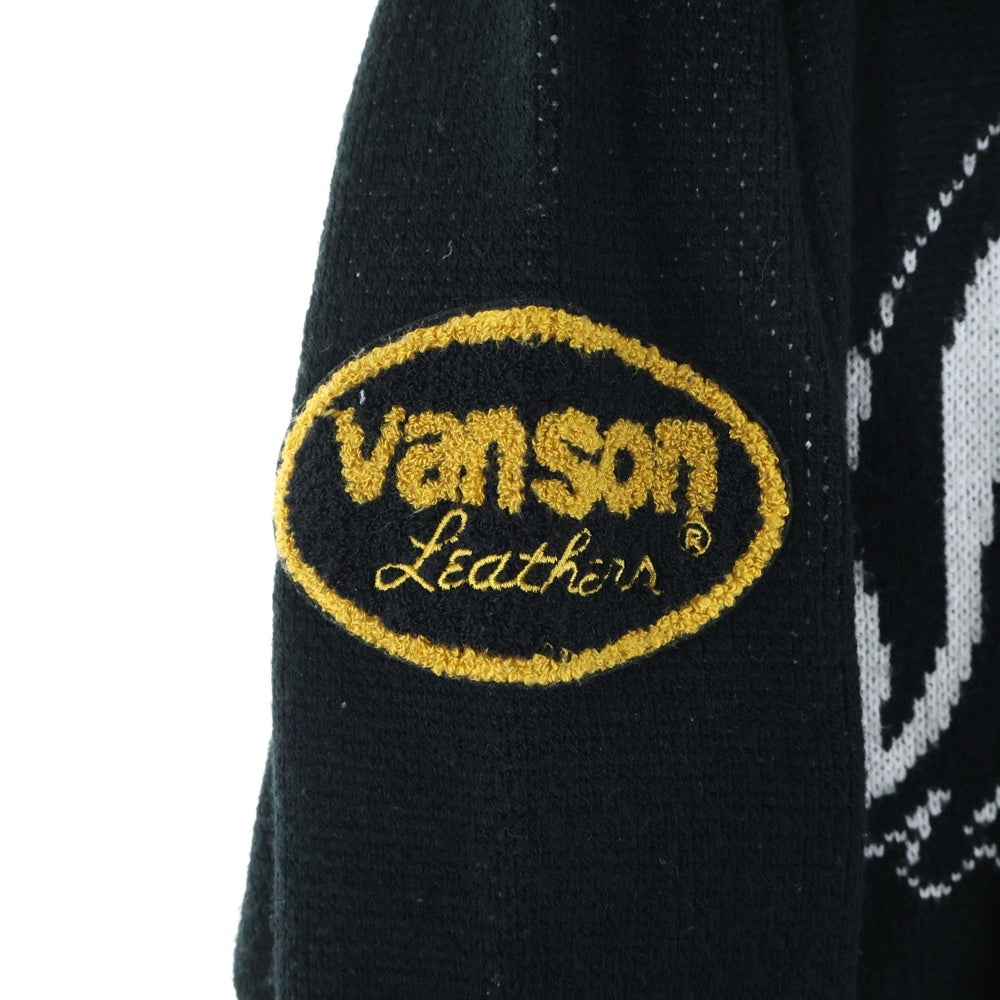 SUPREME(シュプリーム) 22SS×Vanson Leathers Sweater バンソン レザーニット長袖セーター ブラック