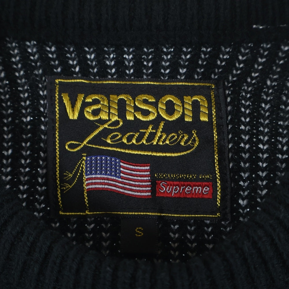 SUPREME(シュプリーム) 22SS×Vanson Leathers Sweater バンソン レザーニット長袖セーター ブラック