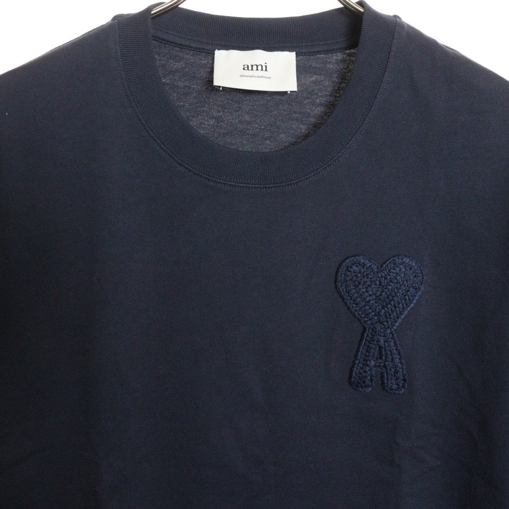 ami paris(アミパリス) フロントロゴ刺繍 半袖Tシャツ カットソー HTS055 726 ネイビー レディース