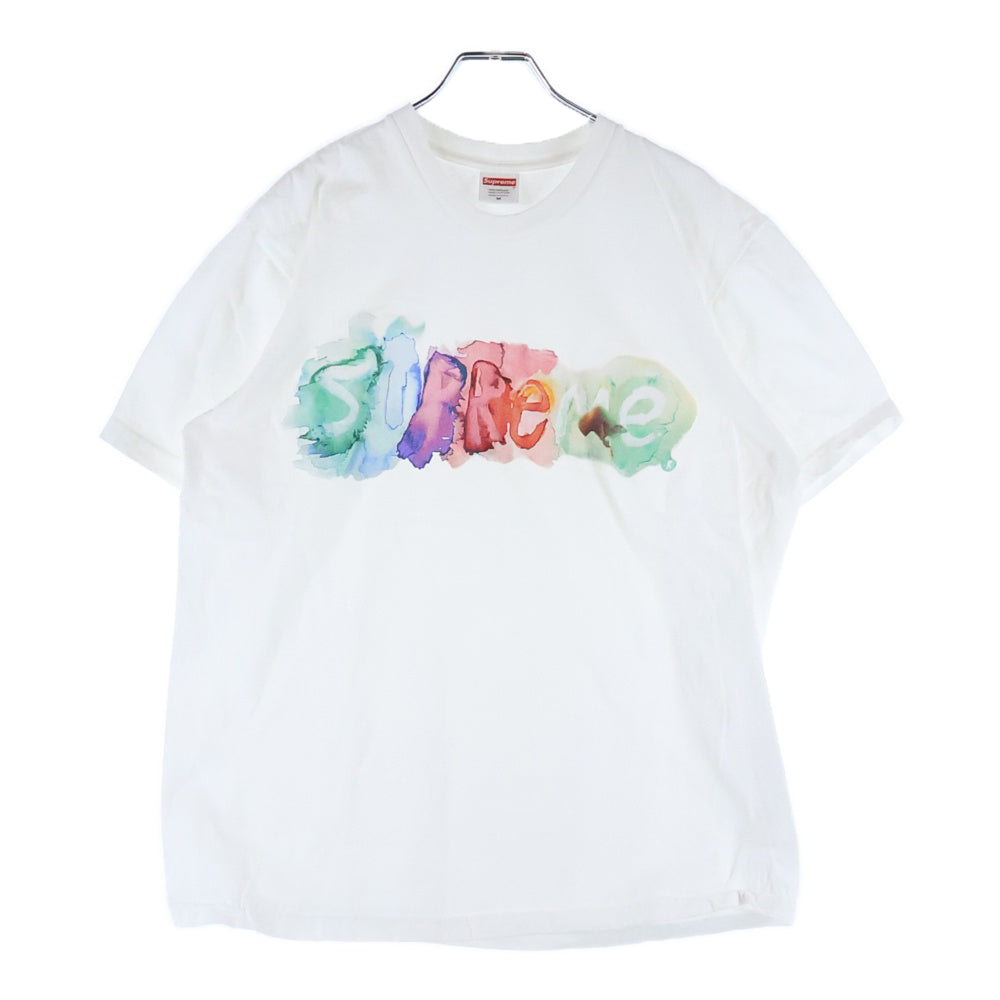 SUPREME(シュプリーム) 23SS Watercoleor ウォーターカラー フロントプリントロゴ クルーネック半袖Tシャツ ホワイト