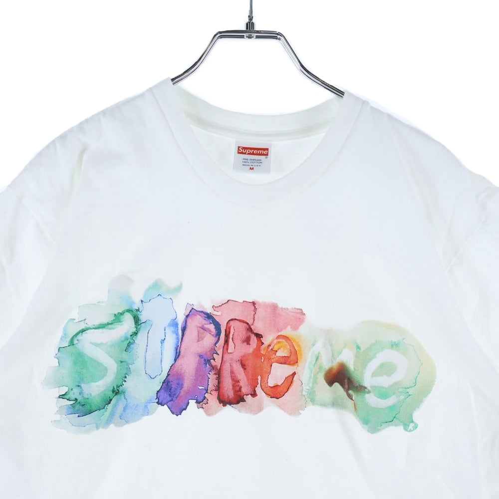 SUPREME(シュプリーム) 23SS Watercoleor ウォーターカラー フロントプリントロゴ クルーネック半袖Tシャツ ホワイト