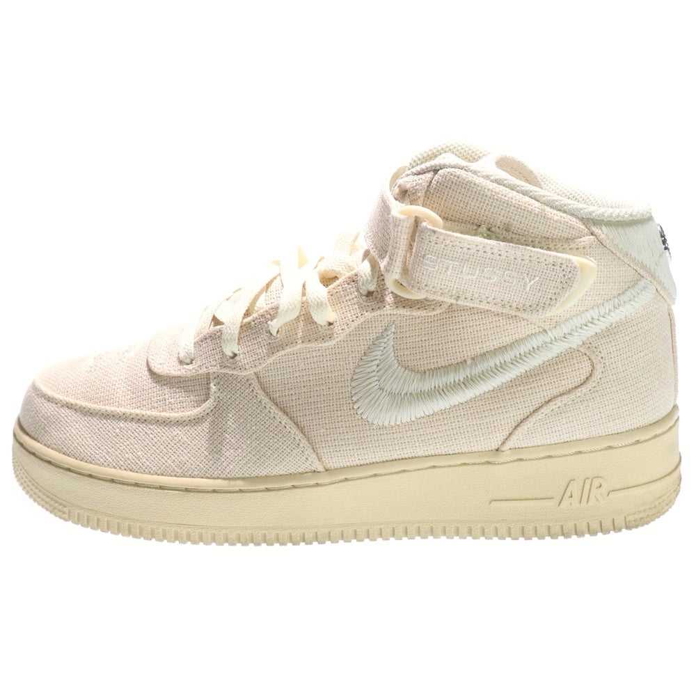 NIKE(ナイキ) ×STUSSY AIR FORCE1 '07 MID SP Fossil DJ7841-200 ステューシー エアフォース1 ミッドカットスニーカー アイボリー US10/28cm