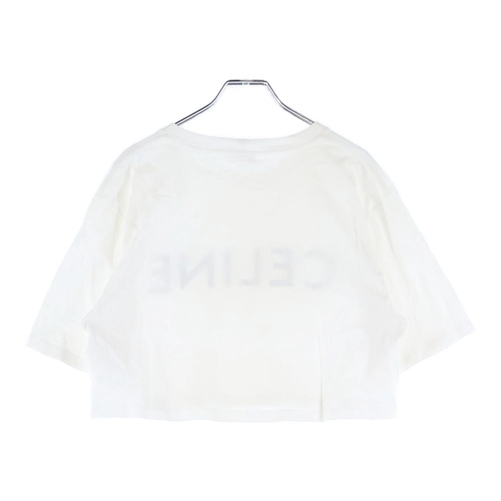 CELINE(セリーヌ) フロントロゴプリント 半袖クロップドTシャツカットソー コットン 2X761671Q ホワイト レディース