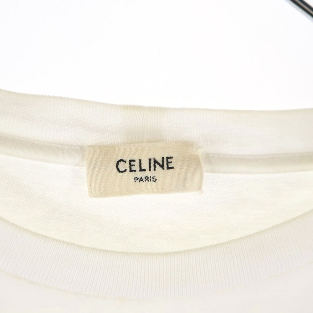 CELINE(セリーヌ) フロントロゴプリント 半袖クロップドTシャツカットソー コットン 2X761671Q ホワイト レディース