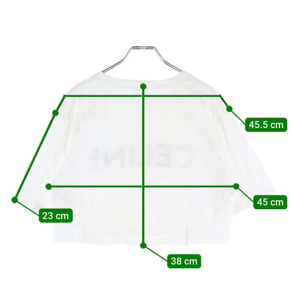 CELINE(セリーヌ) フロントロゴプリント 半袖クロップドTシャツカットソー コットン 2X761671Q ホワイト レディース