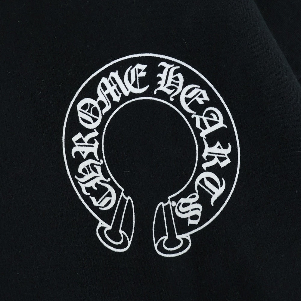 CHROME HEARTS(クロムハーツ) Horseshoe Crewneck Sweatshirt ホースシュープリント 袖フローラル クルーネックスウェットトレーナー ブラック