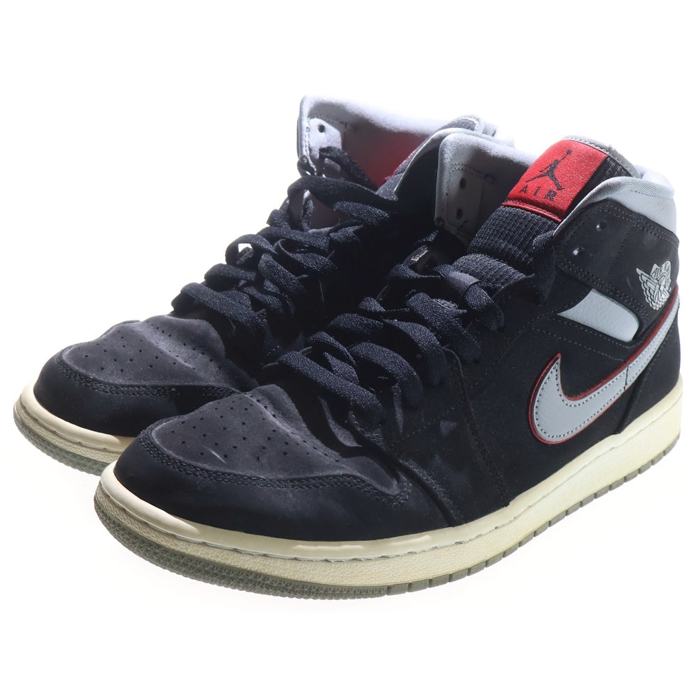 NIKE(ナイキ) AIR JORDAN 1 MID 554724-060 エアジョーダン1 ブラックパーティクルグレージムレッド ミッドカットスニーカー US9.5/27.5cm ブラック/グレー