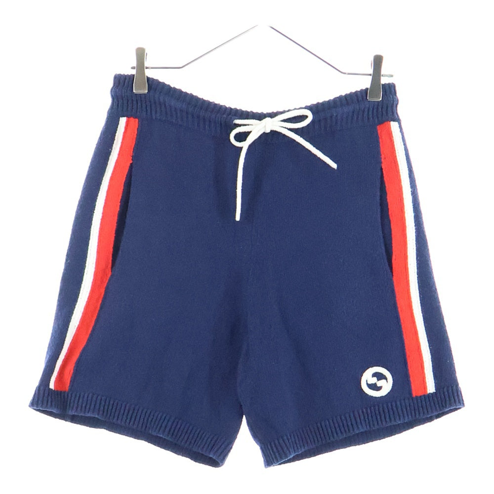 GUCCI(グッチ) パイル生地 サイドライン ショートパンツ ネイビー