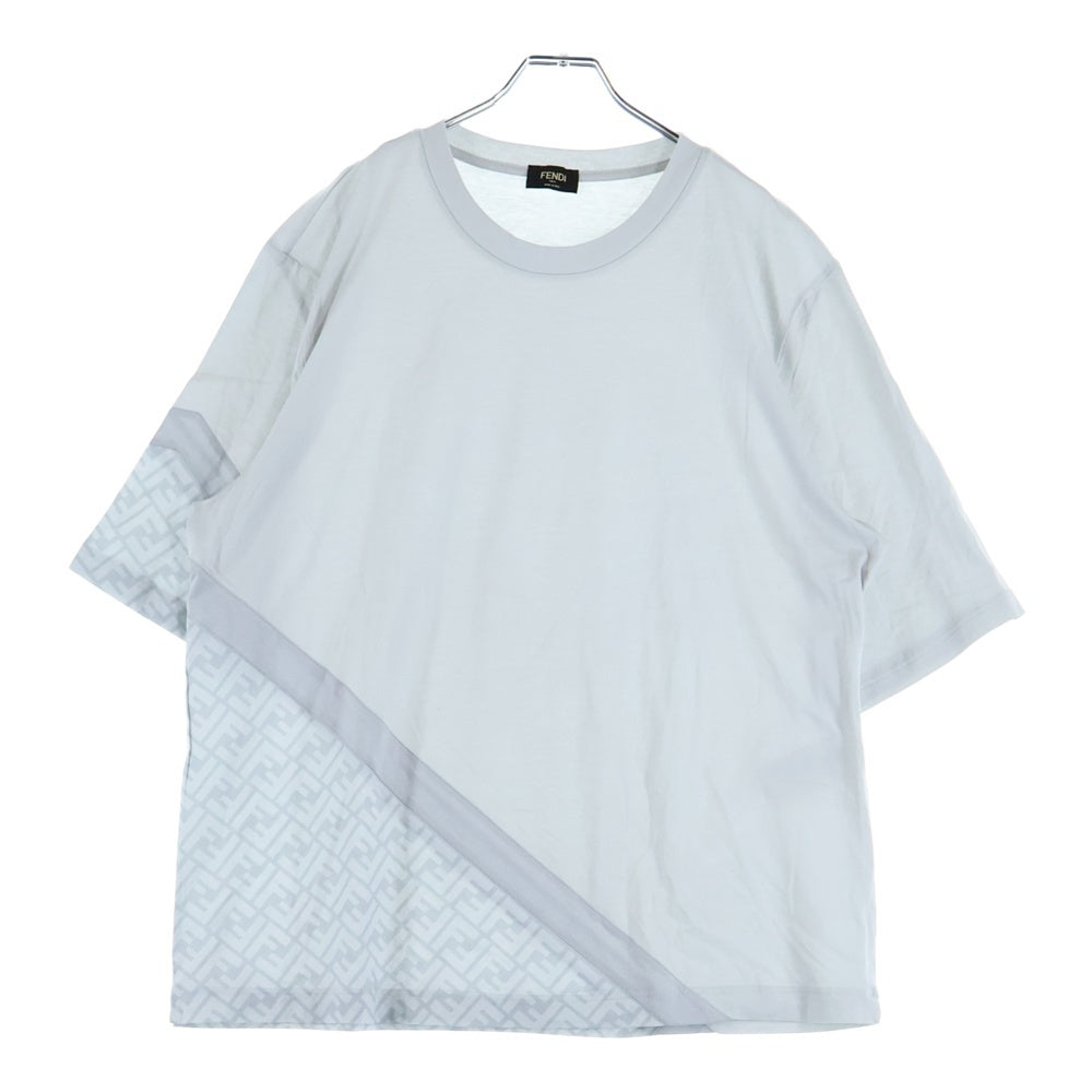 FENDI(フェンディ) 23SS FF柄 ズッカ切替オーバーサイズ半袖Tシャツ FAF682 AN68 グレー