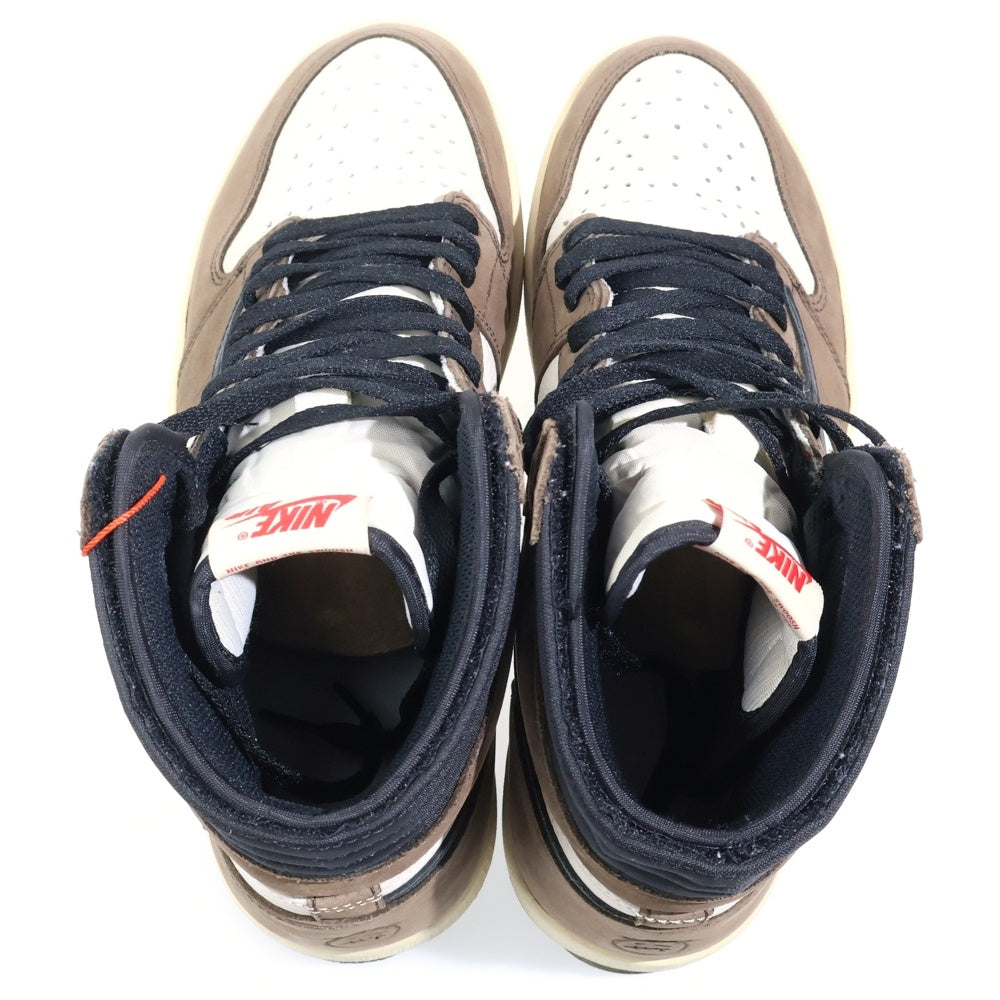 NIKE(ナイキ) ×TRAVIS SCOTT AIR JORDAN 1 HIGH OG TS SP CD4487-100 トラヴィススコット エアジョーダン1 ハイカットスニーカー ブラウン/ホワイト US11/29.0cm