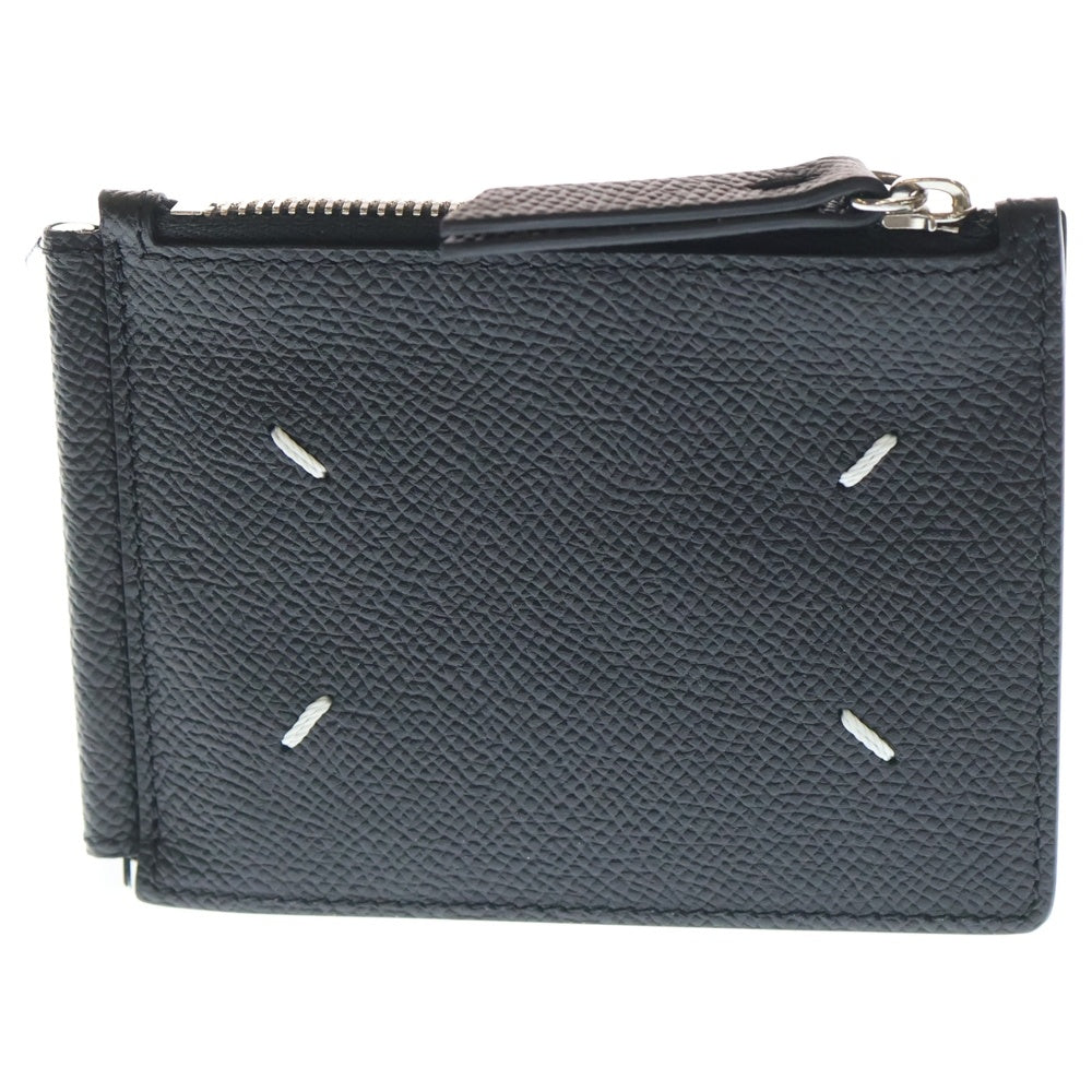 Maison Martin Margiela(メゾンマルタンマルジェラ) 二つ折り財布 レザーミニクリップウォレット 4ステッチカードケース ブラック SA1UI0018 P4745 レディース