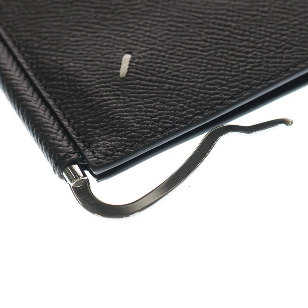 Maison Martin Margiela(メゾンマルタンマルジェラ) 二つ折り財布 レザーミニクリップウォレット 4ステッチカードケース ブラック SA1UI0018 P4745 レディース