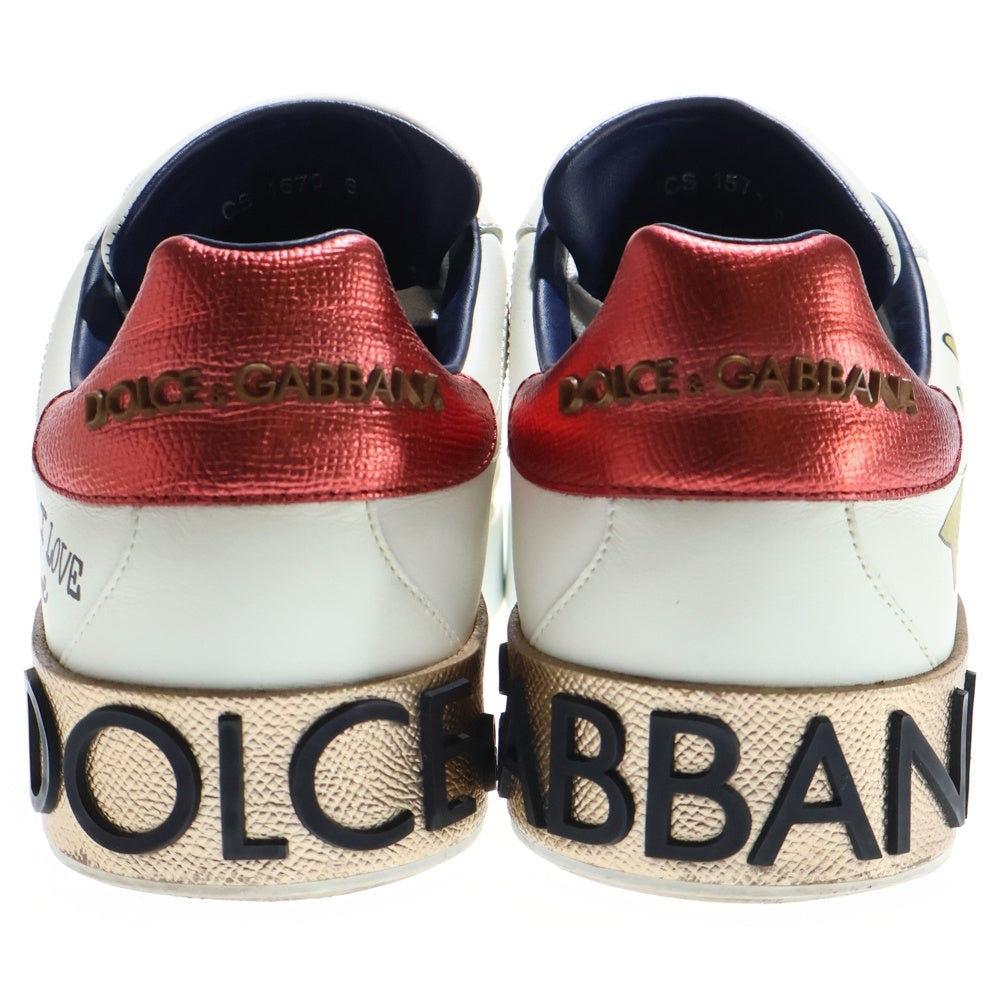 DOLCE & GABBANA(ドルチェアンドガッバーナ) グラフィックプリントレザーローカットスニーカー CS1570 ホワイト 6