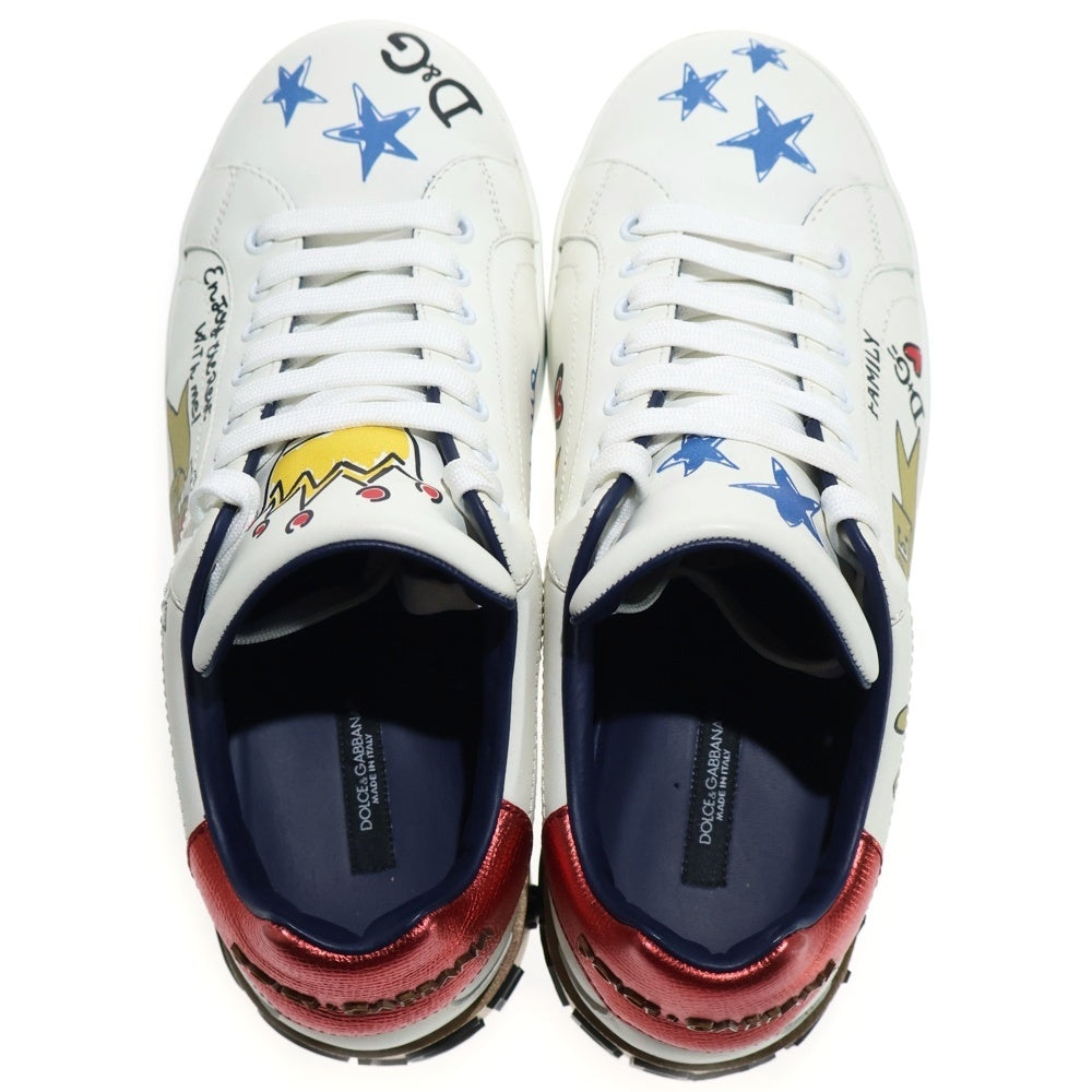 DOLCE & GABBANA(ドルチェアンドガッバーナ) グラフィックプリントレザーローカットスニーカー CS1570 ホワイト 6