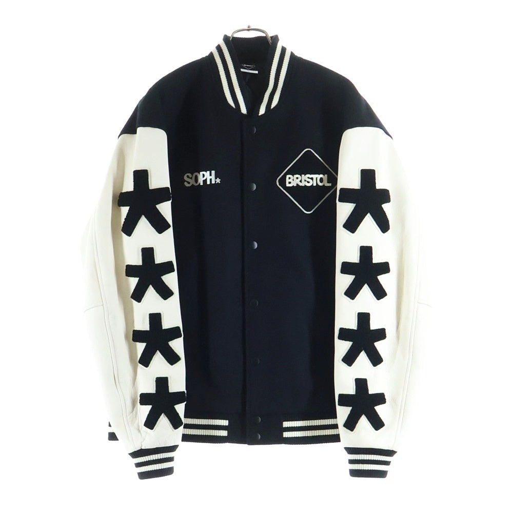 F.C.R.B./F.C.Real Bristol/FCRB(エフシーアールビー/エフシーレアルブリストル) ×ERIC HAZE VARSITY JACKET エリック ヘイズ ヴァーシティ ジャケット FCRB-252145 ブラック/ホワイト