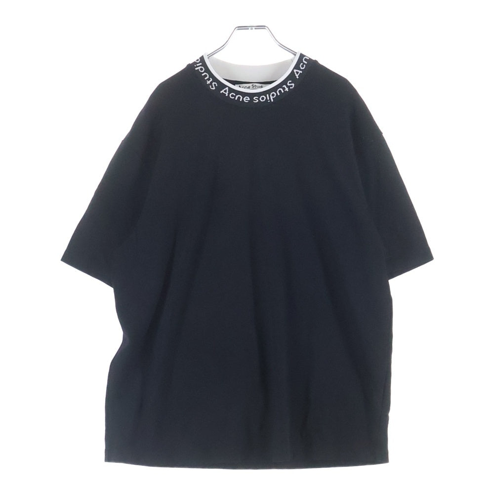 Acne Studios(アクネ ストゥディオズ) EXTORR LOGO RIB エクスター ネックロゴ 半袖Tシャツ BL0221 ブラック
