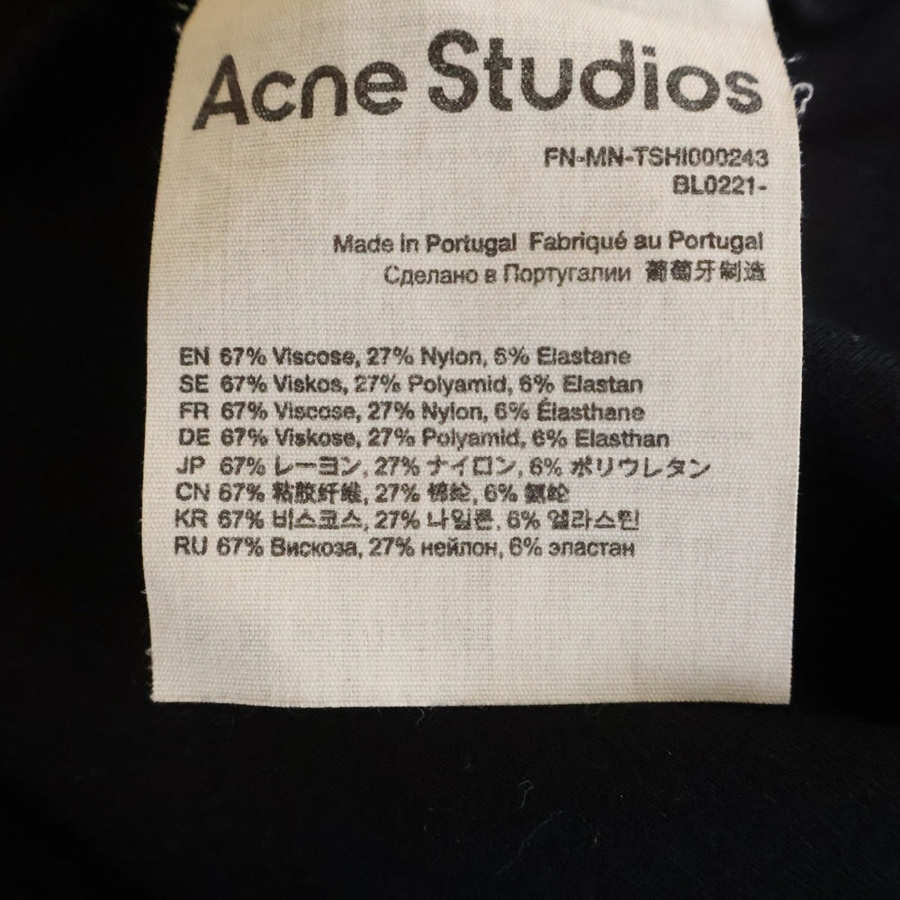 Acne Studios(アクネ ストゥディオズ) EXTORR LOGO RIB エクスター ネックロゴ 半袖Tシャツ BL0221 ブラック