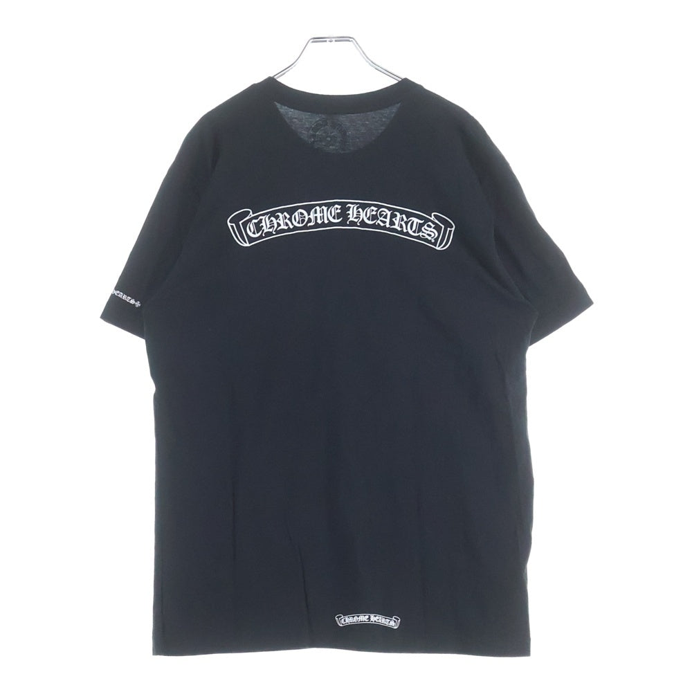 CHROME HEARTS(クロムハーツ) CH T-SHIRT スクロールラベルプリント クルーネック ポケット 半袖Tシャツ ブラック