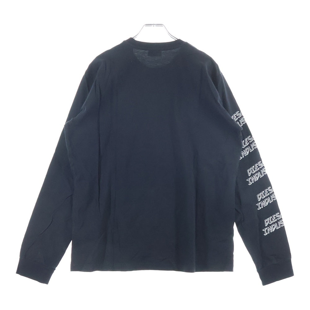 DIESEL(ディーゼル) フロントサイドロゴプリント 長袖Tシャツ コットン ブラック