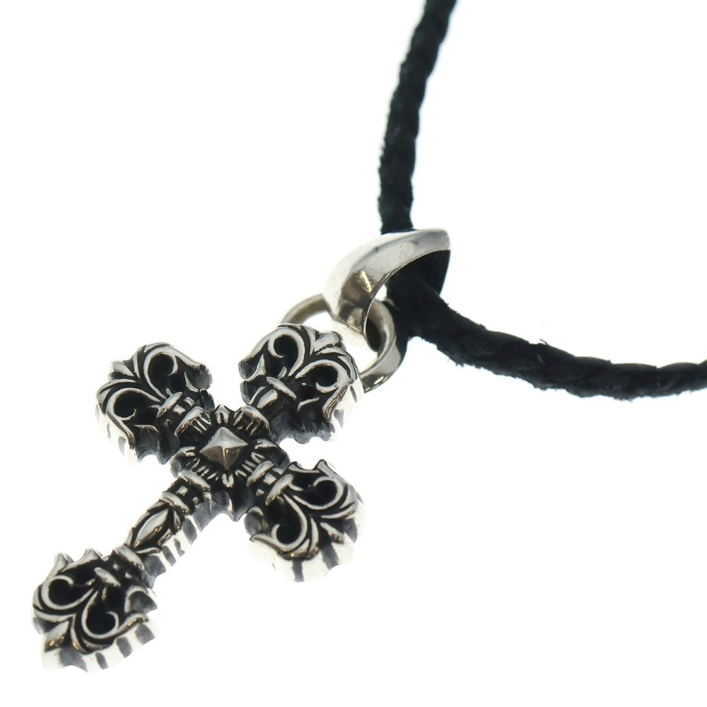 CHROME HEARTS(クロムハーツ) FILIG CROSS-XS w/SPIKE LEATHER BRAID
