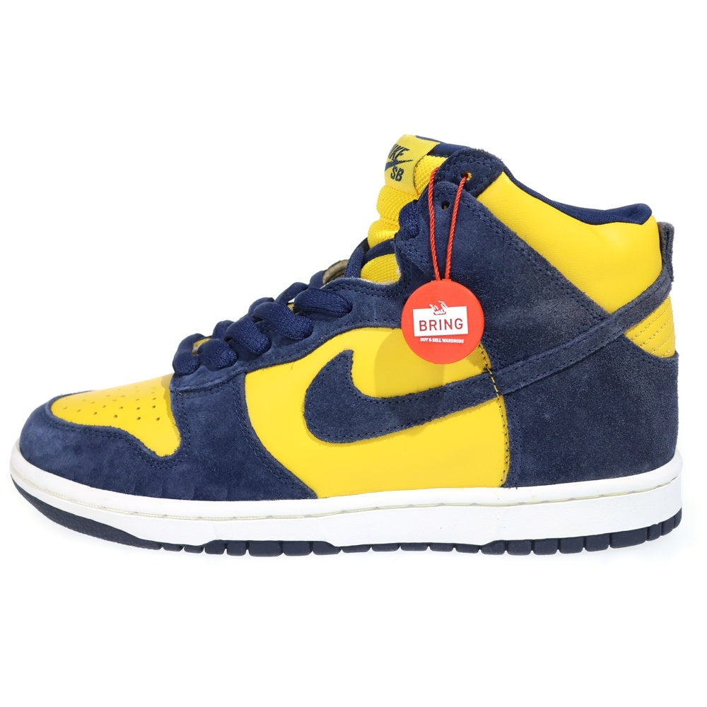 NIKE(ナイキ) 【観賞用2005年製】20周年 DUNK HIGH MICHIGAN 305050-741 ダンク ミシガン ハイカットスニーカー イエロー/ネイビー US8.5/26.5cm