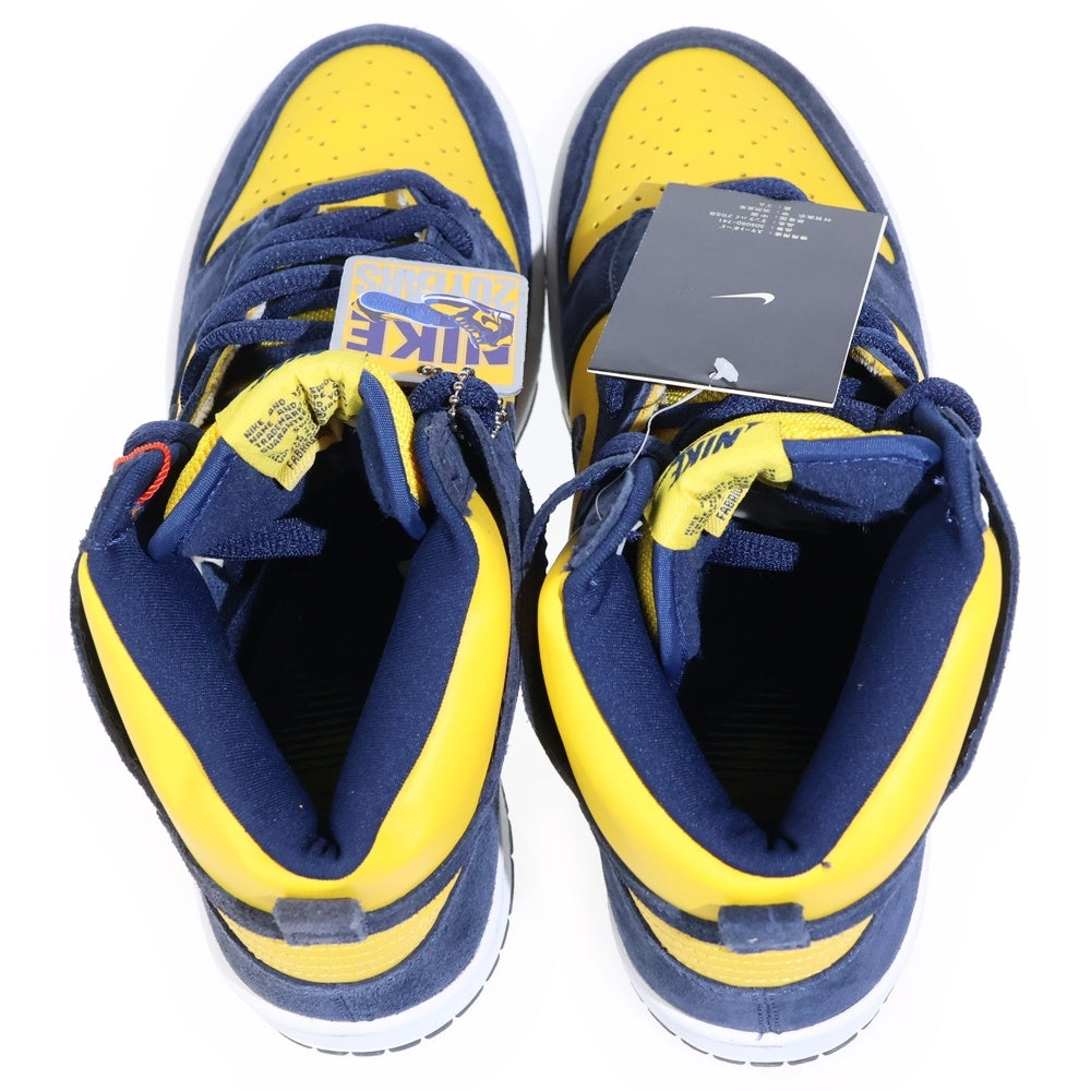 NIKE(ナイキ) 【観賞用2005年製】20周年 DUNK HIGH MICHIGAN 305050-741 ダンク ミシガン ハイカットスニーカー イエロー/ネイビー US8.5/26.5cm