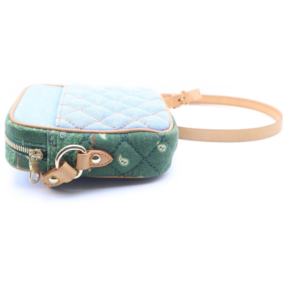 Innocence NYC(イノセンス) ×THE WORLD IS YOURS キルティング デニム生地 レザーベルト ショルダーバック インディゴ レディース